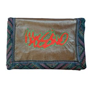 Vintage Mossimo Wallet Trifold Leather Aztek Trim